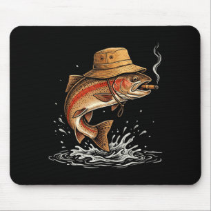 Cool trout fish smoking outdoor angler humour art mouse mat