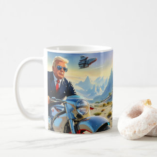 cool Trump Motorcycle Alien Planet Spaceship MAGA Coffee Mug