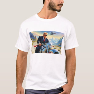 cool Trump Motorcycle Alien Planet Spaceship MAGA T-Shirt