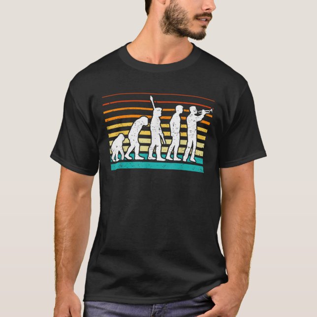 Cool Trumpet Player Design Trumpeter Evolution Vin T-Shirt (Front)