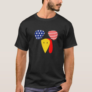 Cool Turkey Face American Flag Sunglasses Thanksgi T-Shirt