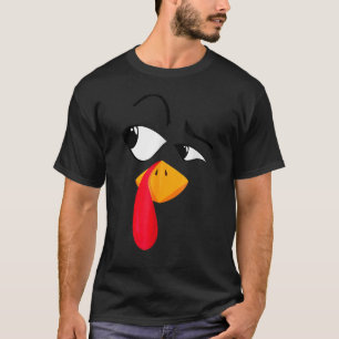 Cool Turkey Face Pilgrim Autmn Fall Thanksgiving T-Shirt