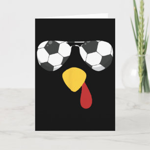 Cool Turkey Face With Soccer Sungles Thanksgiving Card