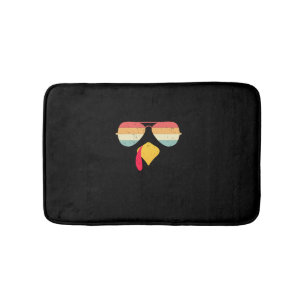 Cool Turkey Face With Sunglasses Funny Thanksgivin Bath Mat