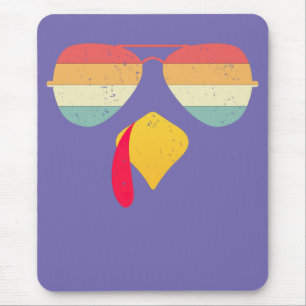Cool Turkey Face With Sunglasses Funny Thanksgivin Mouse Mat