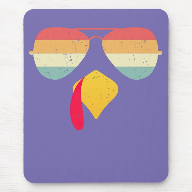 Cool Turkey Face With Sunglasses Funny Thanksgivin Mouse Mat (Front)