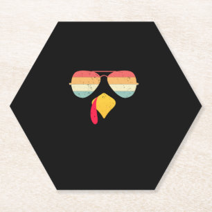 Cool Turkey Face With Sunglasses Funny Thanksgivin Paper Coaster