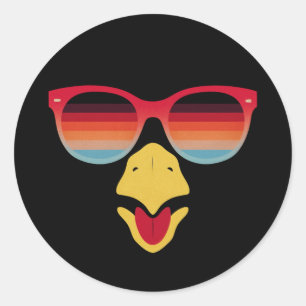 Cool Turkey Face With Sunglasses Thanksgiving Boys Classic Round Sticker