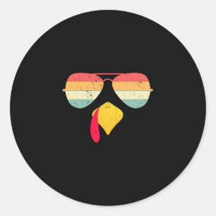 Cool Turkey Face With Sungles Funny Thanksgiving F Classic Round Sticker