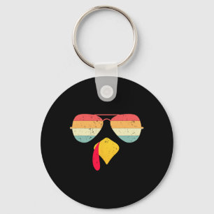 Cool Turkey Face With Sungles Funny Thanksgiving F Key Ring