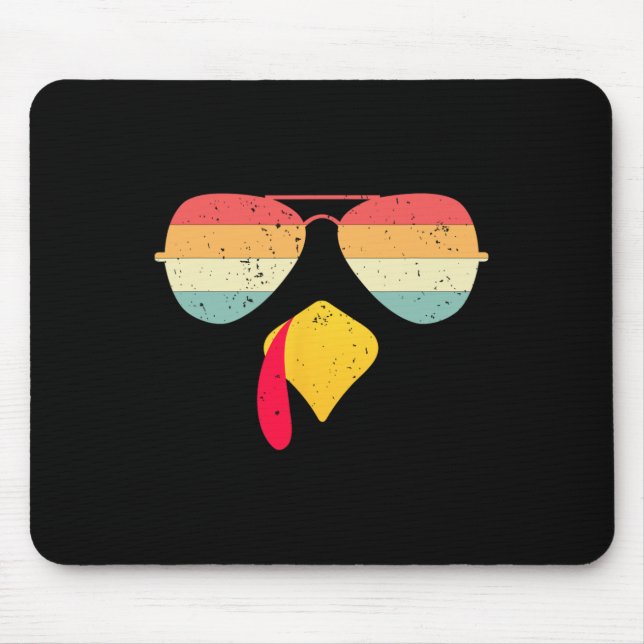 Cool Turkey Face With Sungles Funny Thanksgiving F Mouse Mat (Front)
