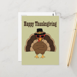 Cool Turkey Happy Thanksgiving custom text Postcard