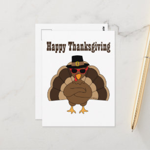 Cool Turkey Happy Thanksgiving custom text Postcard