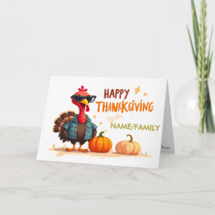 Cool Turkey in Sunglasses - Happy Thanksgiving Holiday Card