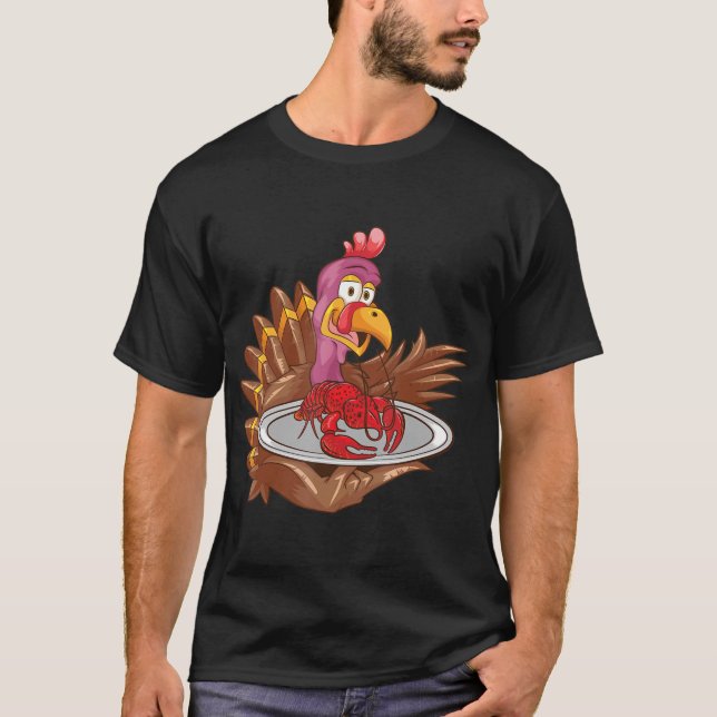 Cool Turkey Serving Lobster Thanksgiving Food T-Shirt (Front)