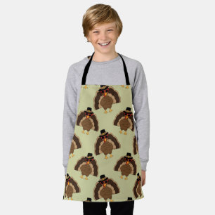 Cool Turkey Thanksgiving fun brown green pattern Apron