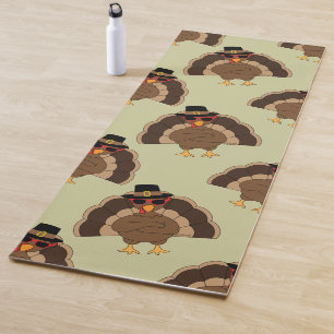 Cool Turkey Thanksgiving fun brown green pattern Yoga Mat