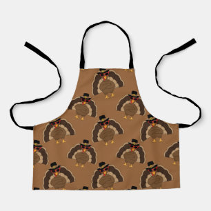 Cool Turkey Thanksgiving fun brown pattern Apron