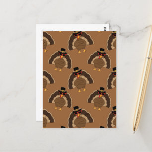 Cool Turkey Thanksgiving fun brown pattern Postcard