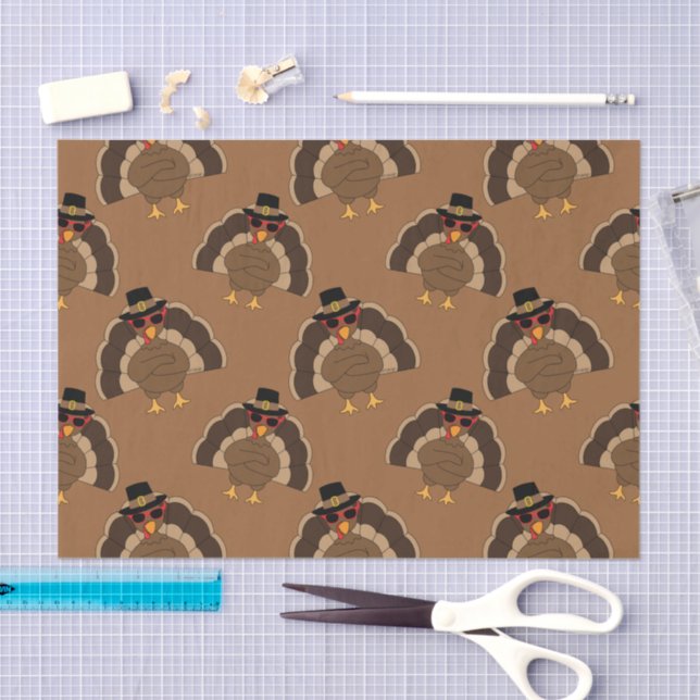 Cool Turkey Thanksgiving fun brown pattern Tissue Paper (Craft)