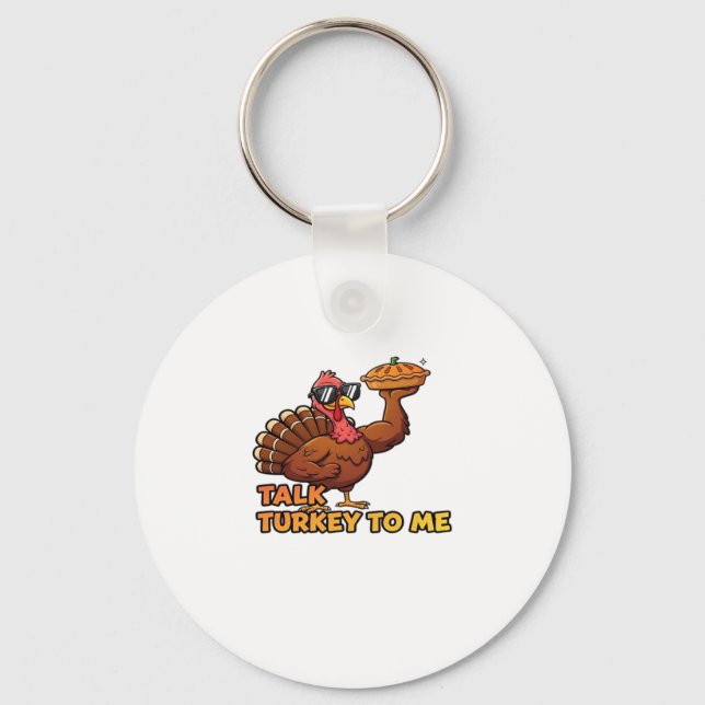 Cool Turkey Thanksgiving Funny Classic T-Shirt.png Key Ring (Front)