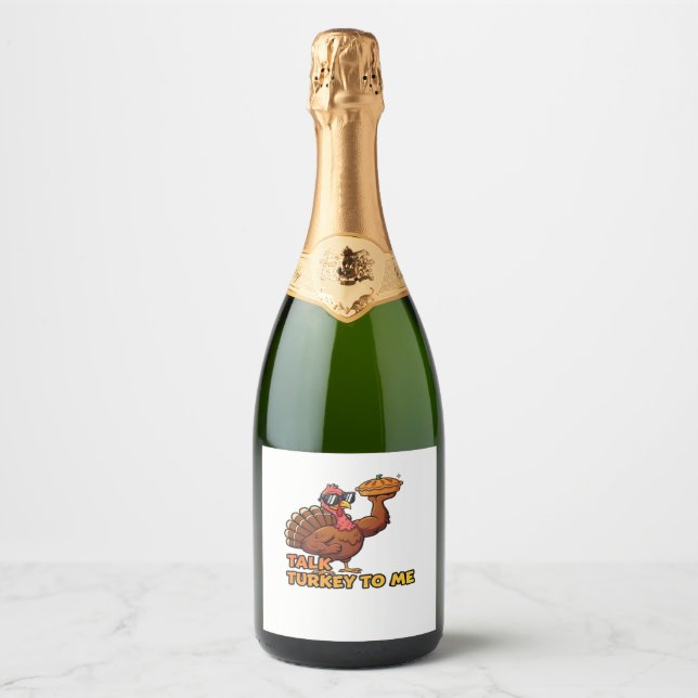 Cool Turkey Thanksgiving Funny Classic T-Shirt.png Sparkling Wine Label (Front)