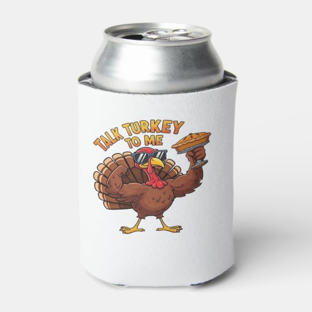 Cool Turkey Thanksgiving Funny Oversized T-Shirt.p Can Cooler (Can Front)
