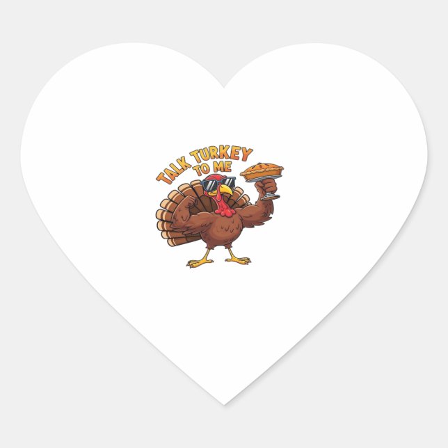 Cool Turkey Thanksgiving Funny Oversized T-Shirt.p Heart Sticker (Front)