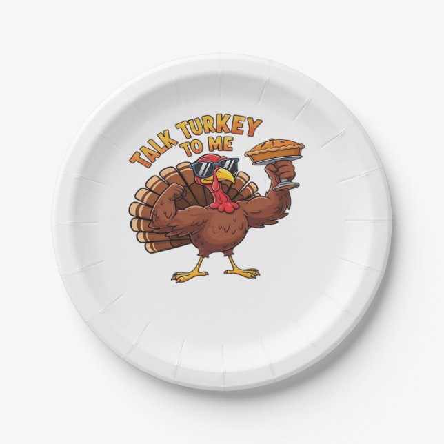 Cool Turkey Thanksgiving Funny Oversized T-Shirt.p Paper Plate (Front)