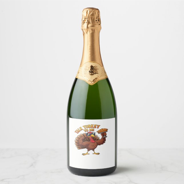 Cool Turkey Thanksgiving Funny Oversized T-Shirt.p Sparkling Wine Label (Front)