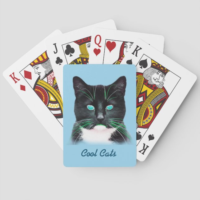 Cool Turquoise Eyed Cat Classic Playing Cards (Back)