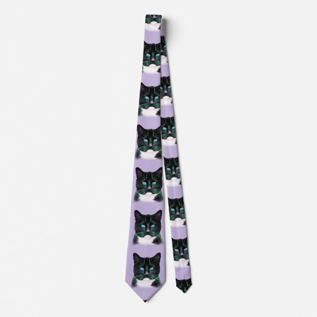 Cool Turquoise Eyed Cat Tie (Front)