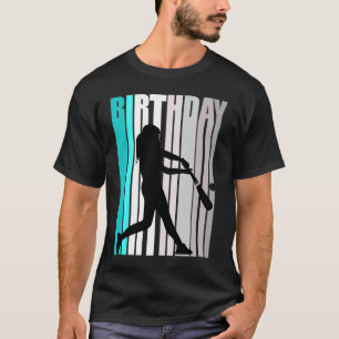 Cool Turquoise Retro Girls Baseball Birthday Keep T-Shirt