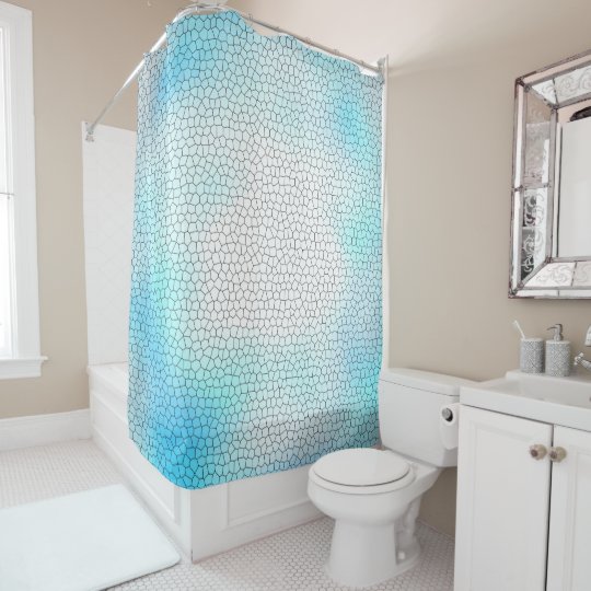 Cool Turquoise Stained Glass Mosaic Design Shower Curtain Zazzle