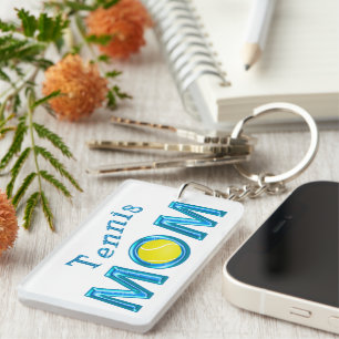 Cool Turquoise TENNIS MOM Tennis Keychains