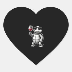 cool turtle drinking red wine art print_1 (1) heart sticker