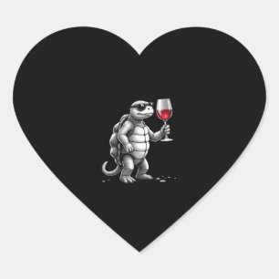 cool turtle drinking red wine art print_1 (2) heart sticker