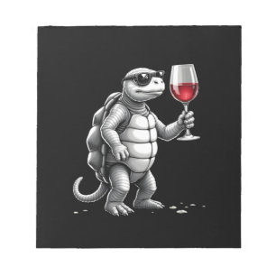cool turtle drinking red wine art print_1 (2) notepad