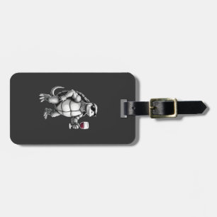 cool turtle drinking red wine art print_1 (3) luggage tag