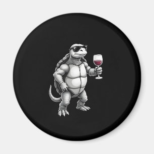 cool turtle drinking red wine art print_1 (3) magnet