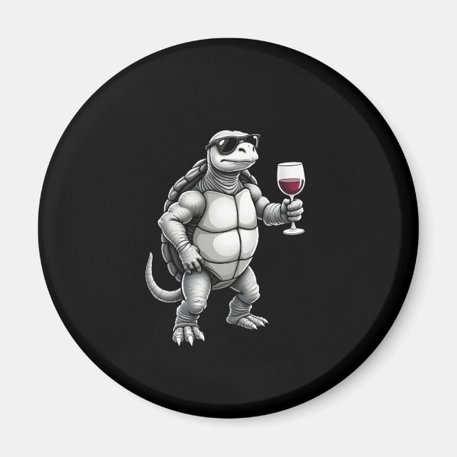 cool turtle drinking red wine art print_1 (3) magnet (Front)