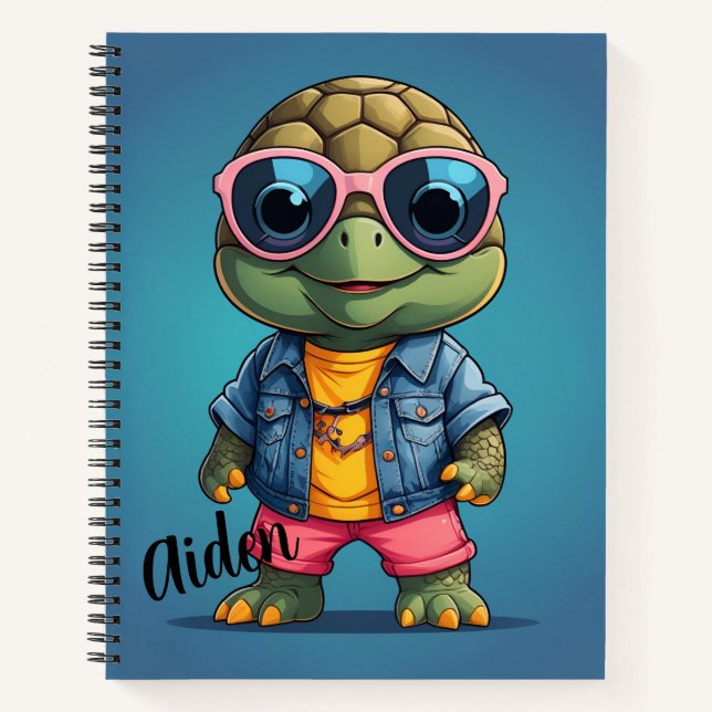 Cool Turtle Personalised  Notebook (Front)