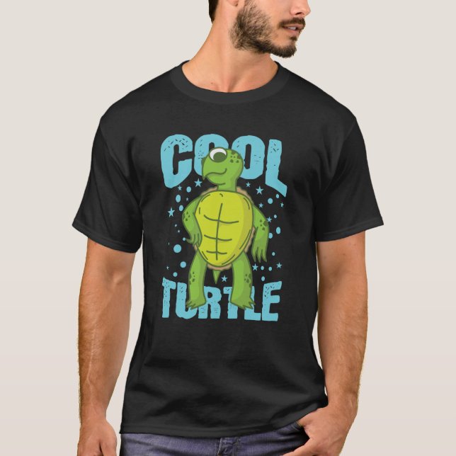 Cool Turtle Reptil Wasser Rückenpanzer T-Shirt (Front)