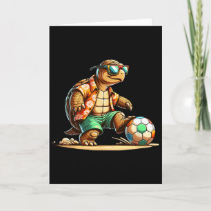 Cool Turtle Soccer Player With Sungles Card