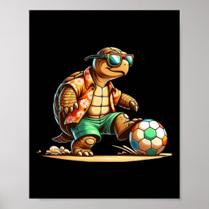 Cool Turtle Soccer Player With Sungles  Poster
