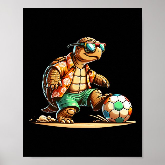 Cool Turtle Soccer Player With Sungles  Poster (Front)