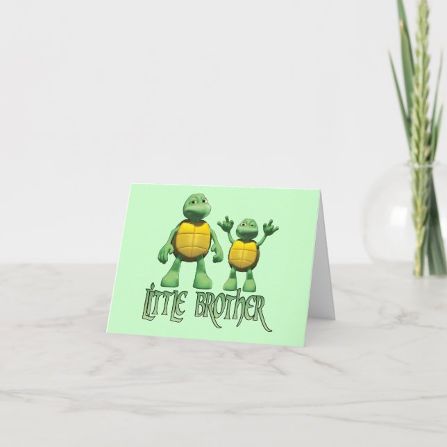 Cool Turtles Little Brother Blank Card (Front)