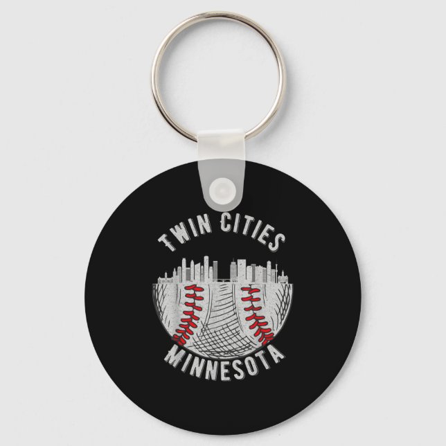 Cool Twin Cities Minnesota Mn Baseball Skyline St  Key Ring (Front)