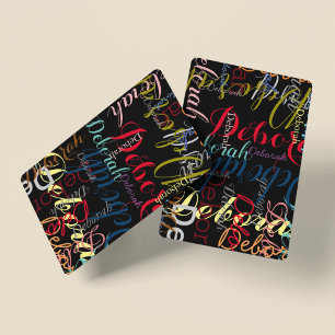 cool Typography pattern of handwritten colour name Playing Cards