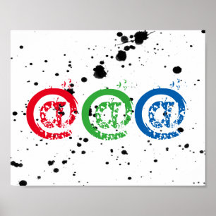 cool typography poster at sign on black splatter